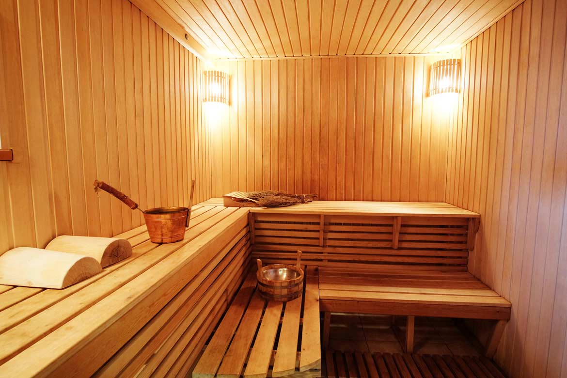 Tipica sauna finlandese in legno