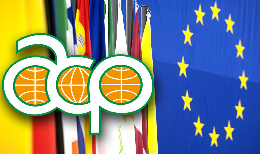 Logo del Gruppo ACP affiancato alla bandiera dell'Unione Europea.